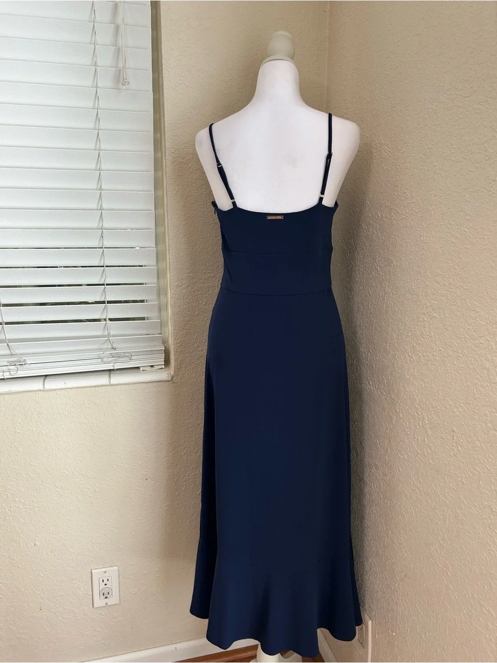 Michael Kors Navy Lace-Up Spaghetti Strap Dress